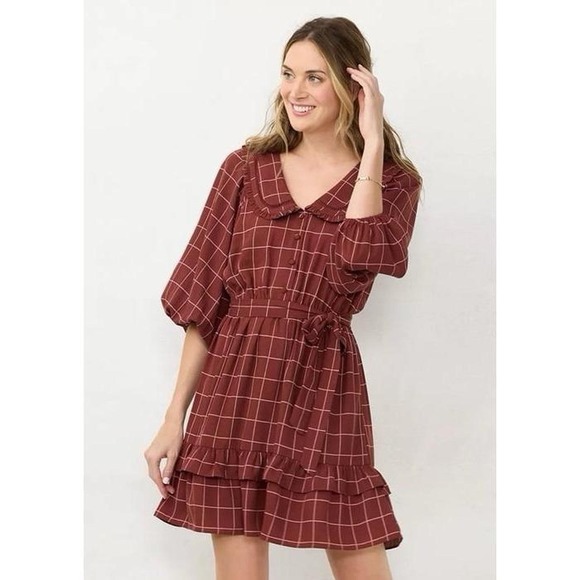 LC Lauren Conrad Dresses & Skirts - Women's Lauren Conrad plaid Peter Pan Collar Dress size small